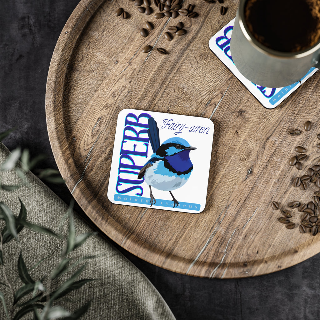 Superb Fairy-wren Cork-Backed Coaster